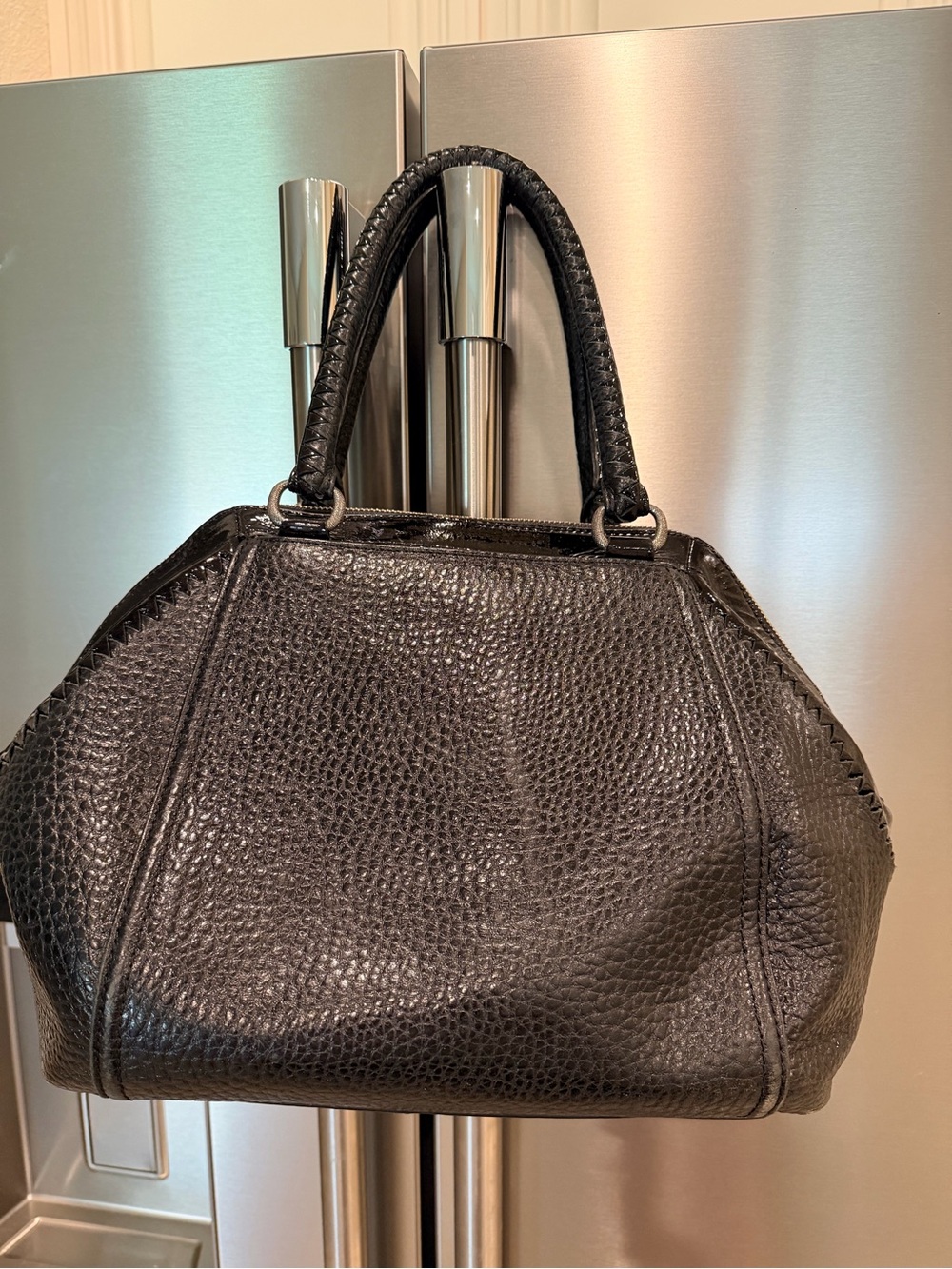 Brighton Black Leather Tote with Beaded Medallion - Picture 2 of 4